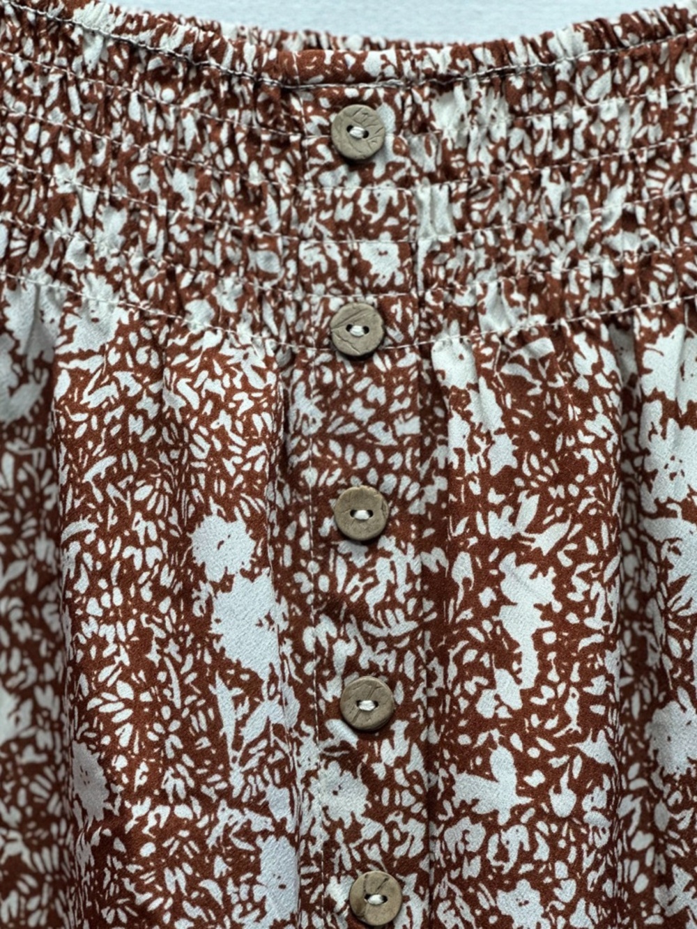 The Main Street Exchange Women’s Maxi Floral Skirt Brown Base White floral L NWT - Picture 14 of 15